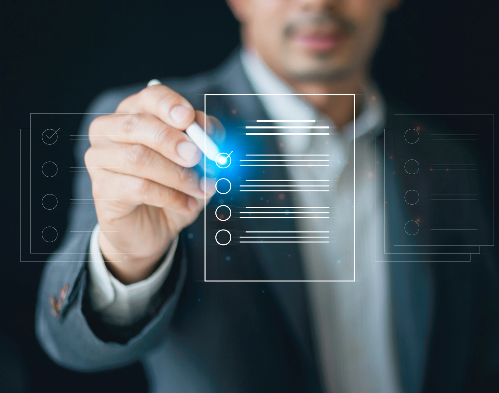 Businessman interacting with virtual checklist